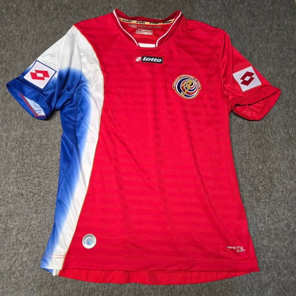 Lotto Costa Rica Soccer Jersey Mens Size M Red Blue White Vamos Los Ticos